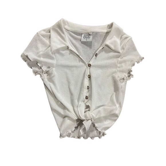 BDG Urban Outfitters Womens White sheer Tie Button Up Shirt small - Picture 4 of 9